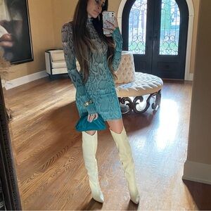 AFRM Mari Mesh Dress- Teal Ombré Tie Dye